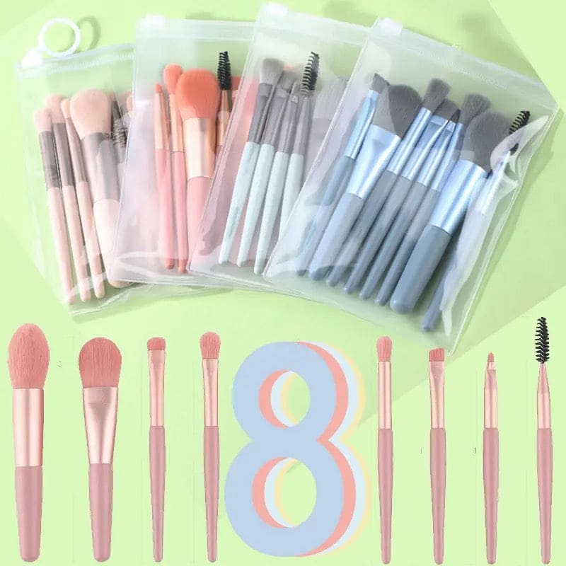Set Of 8 Mini Makeup Brush Set, Soft Synthetic Hair Brushes, Eyeshadow Foundation Sculpting Brushes, Portable Soft Concealer Brush, Beauty Foundation Eye Shadow Tool Eyelash Brush With Bag Set Of 8 Mini Makeup Brush Set, Soft Synthetic Hair Brushes, Eyeshadow Foundation Sculpting Brushes, Portable Soft Concealer Brush, Beauty Foundation Eye Shadow Tool Eyelash Brush With Bag